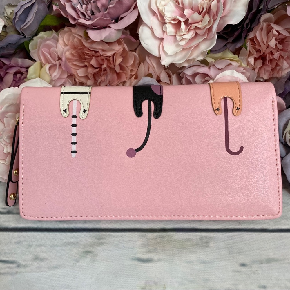 Pink Vegan Leather Cat Clutch Wallet Checkbook - Picture 3 of 15